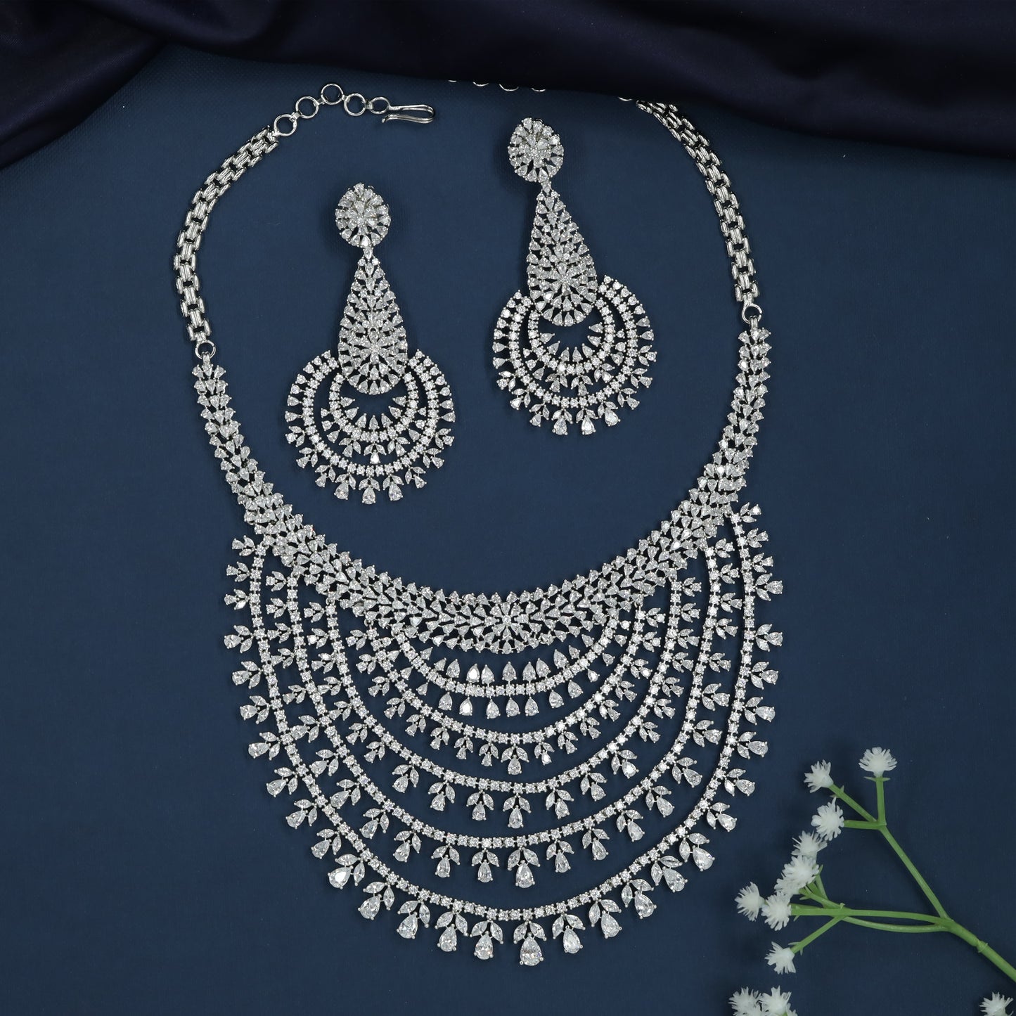 Layered Garland Necklace with Cascading Vine Drapes