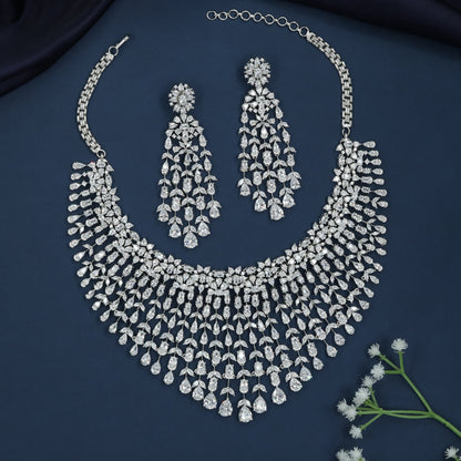 Marquise Floral Necklace with Multi Strand Drop Styling