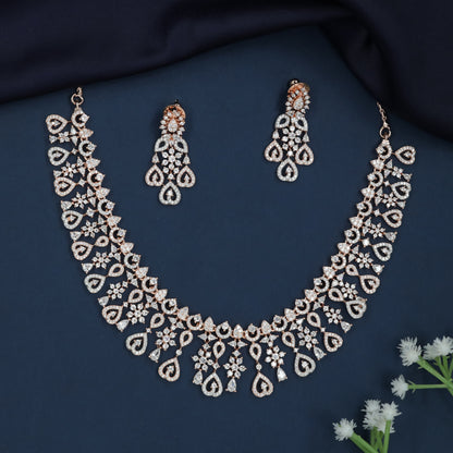 Twisted Floral Necklace with Decorative Fringe Flow
