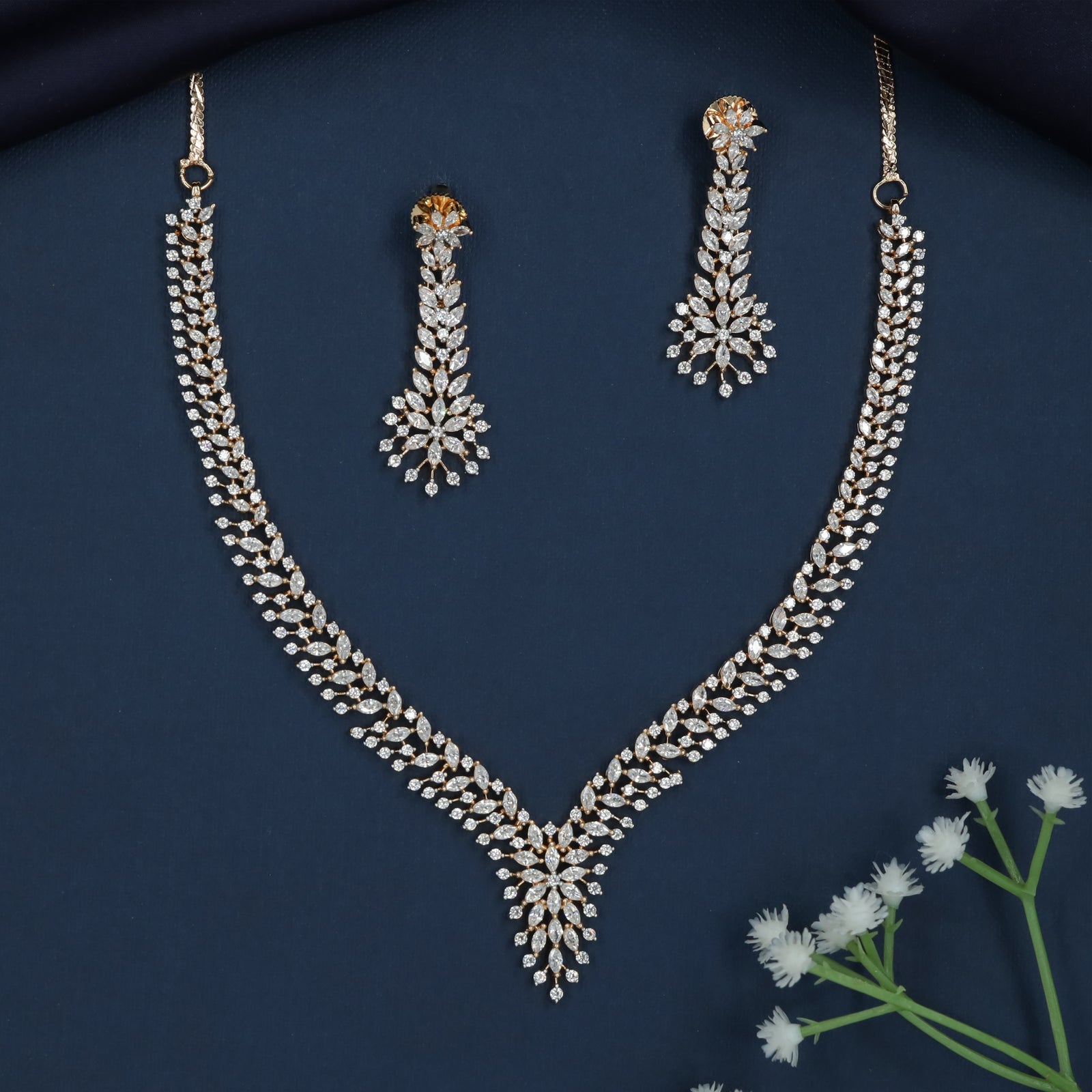 Petal Trail Necklace with Cascading Floral Detailing