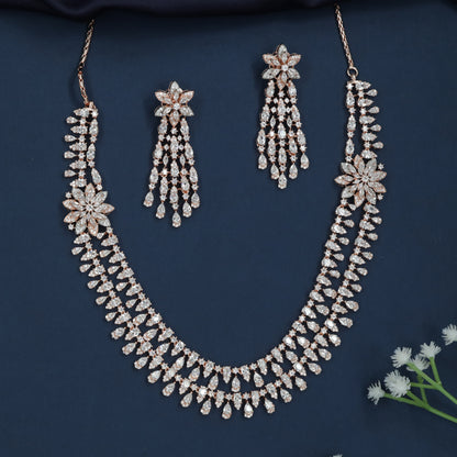 Petal Garland Necklace with Double Row Drop Styling