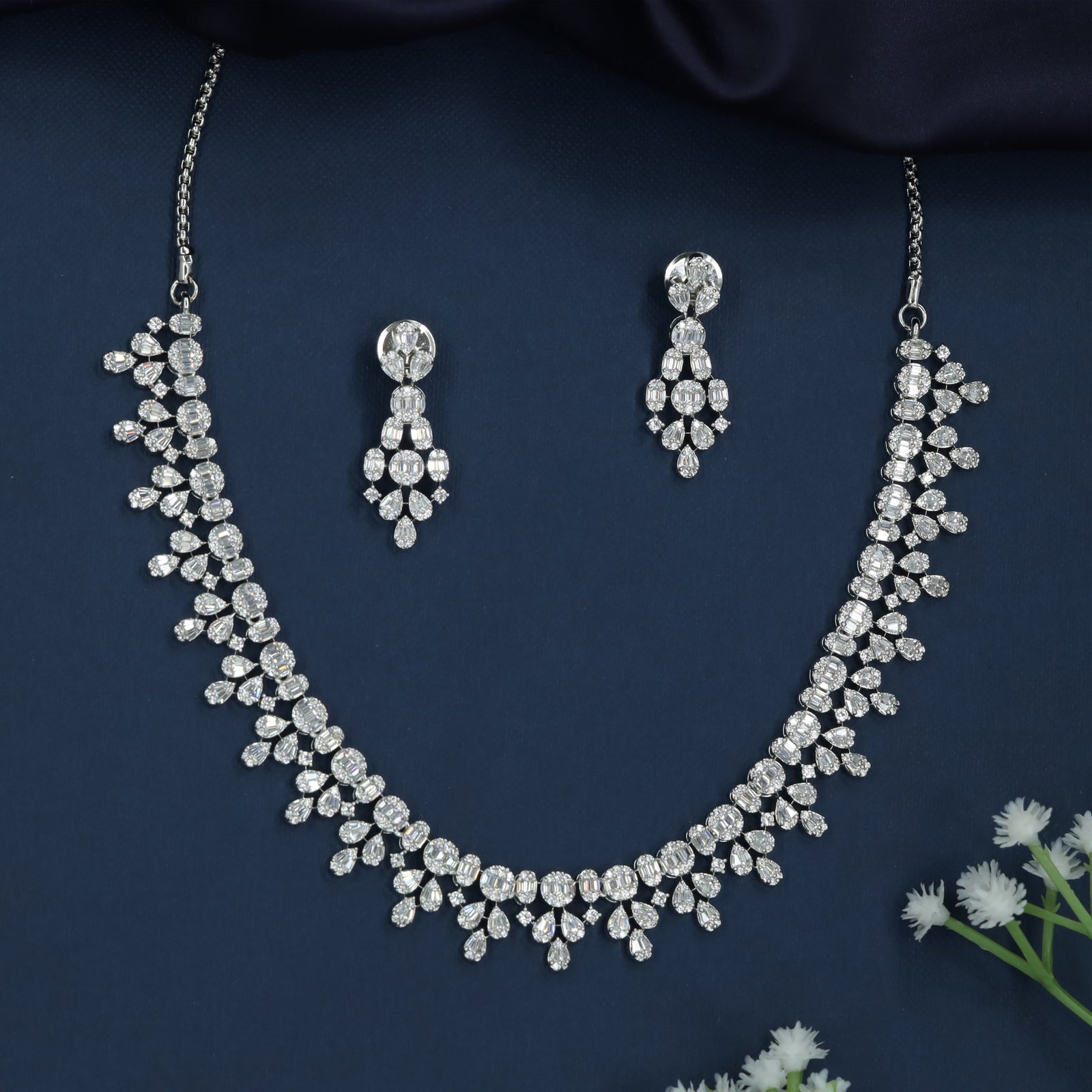 Looped Border Necklace with Cascading Marquise Layout