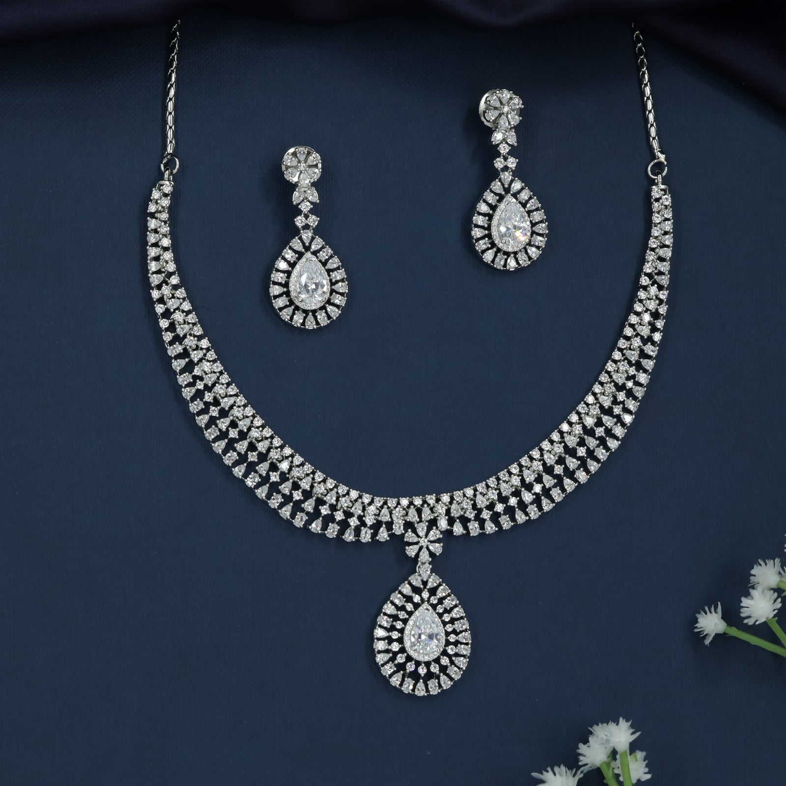 Radiant Drop Necklace with Center Pendant Accent