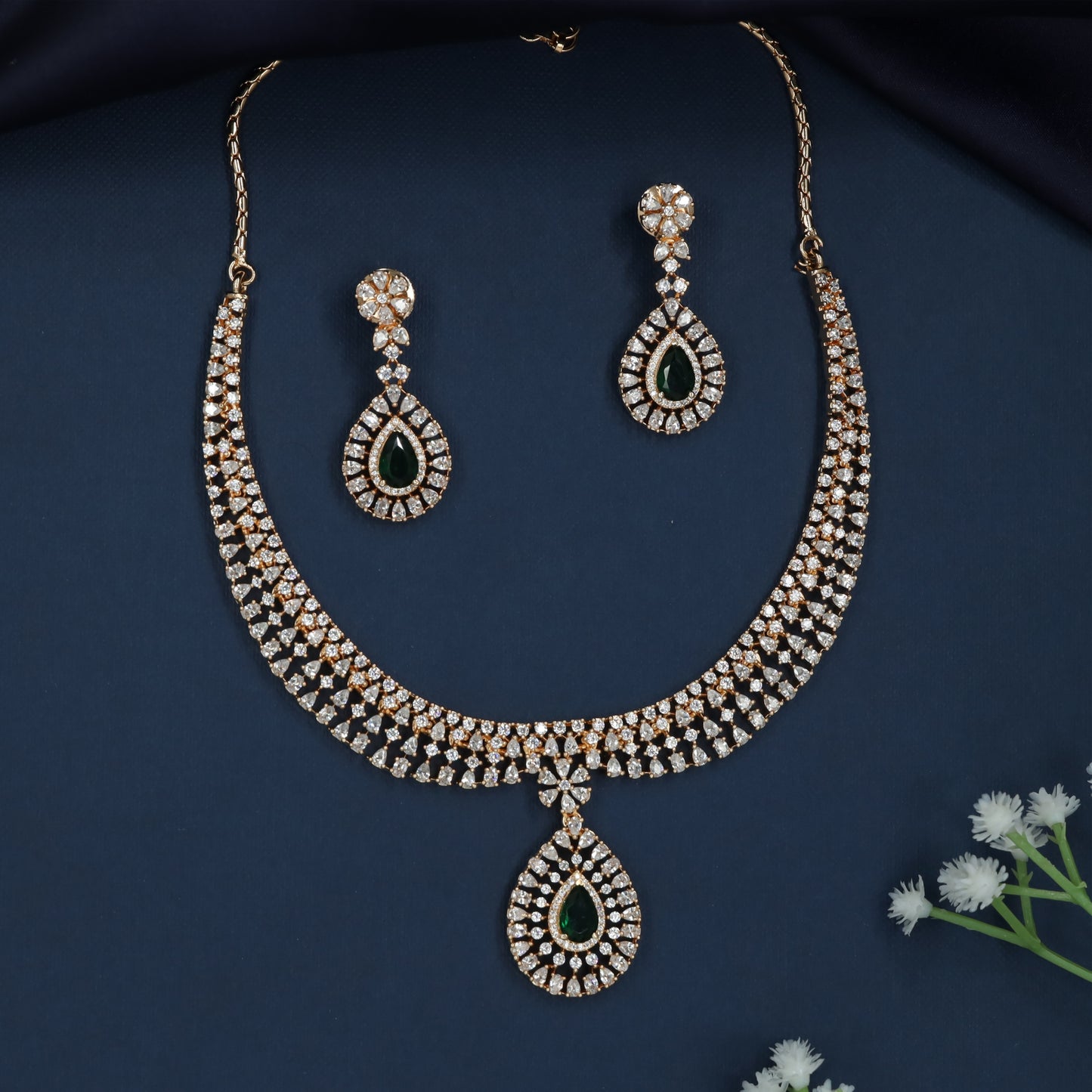 Radiant Drop Necklace with Center Pendant Accent