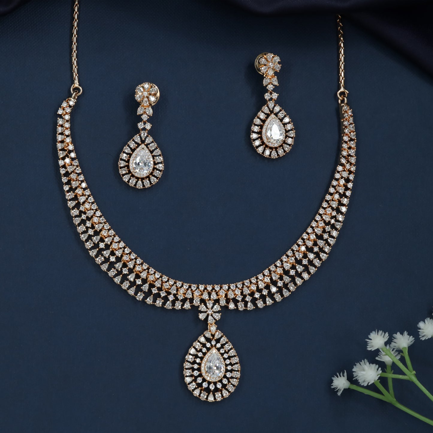 Radiant Drop Necklace with Center Pendant Accent
