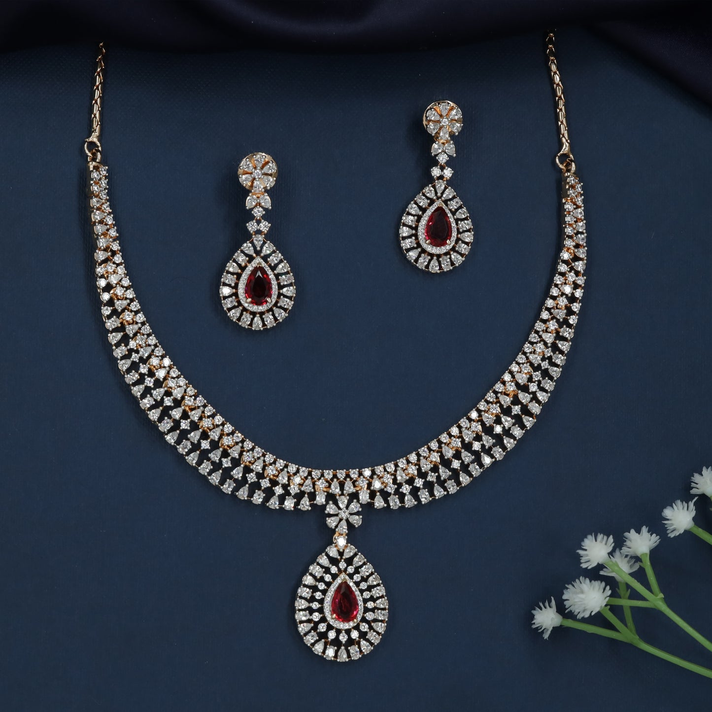 Radiant Drop Necklace with Center Pendant Accent