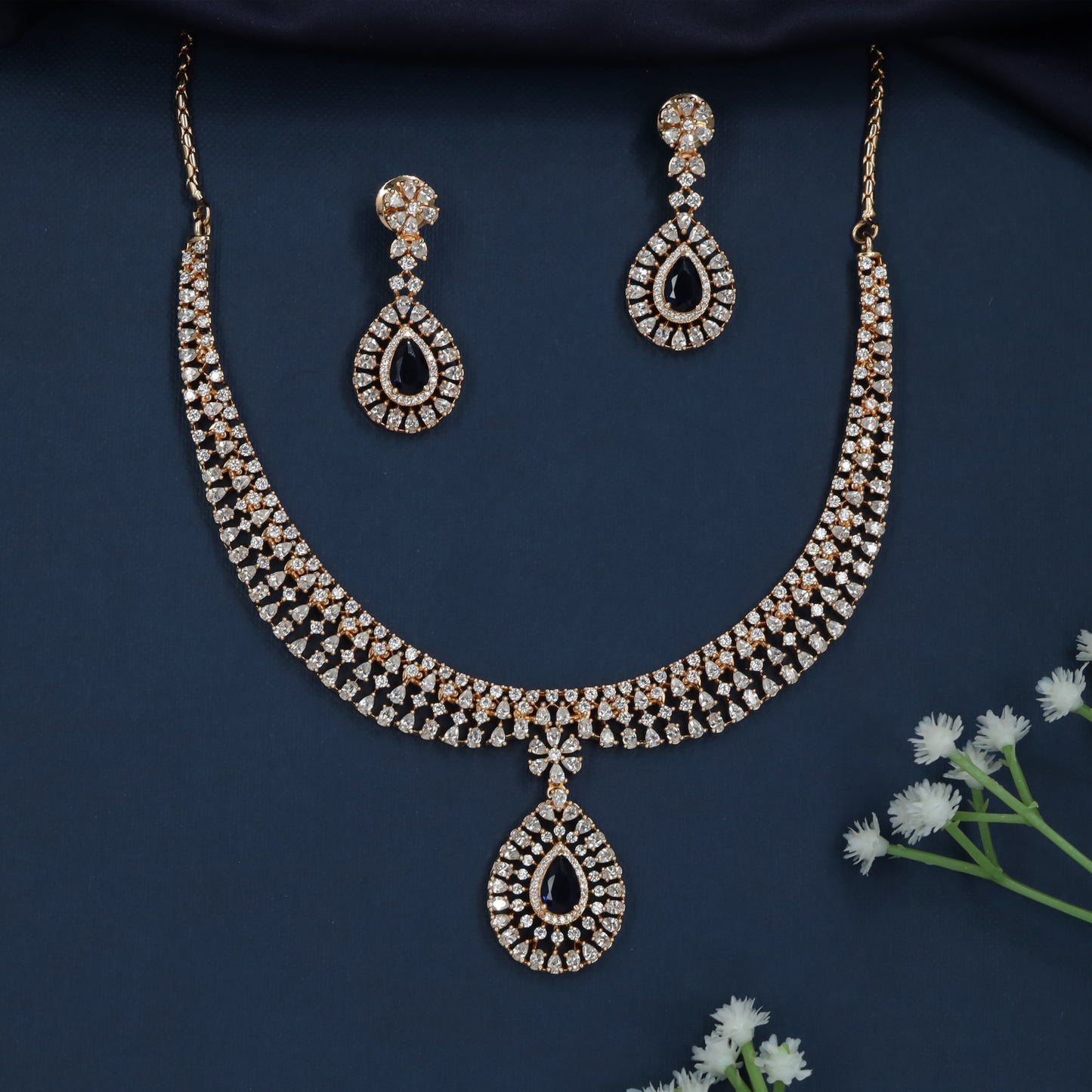 Radiant Drop Necklace with Center Pendant Accent