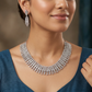 Rectangular Fringe Necklace with Cascading Crystal Borders