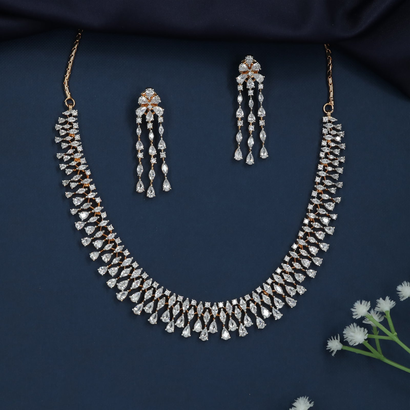 Radiant Fringe GJ Necklace with Cascading Crystal Accents