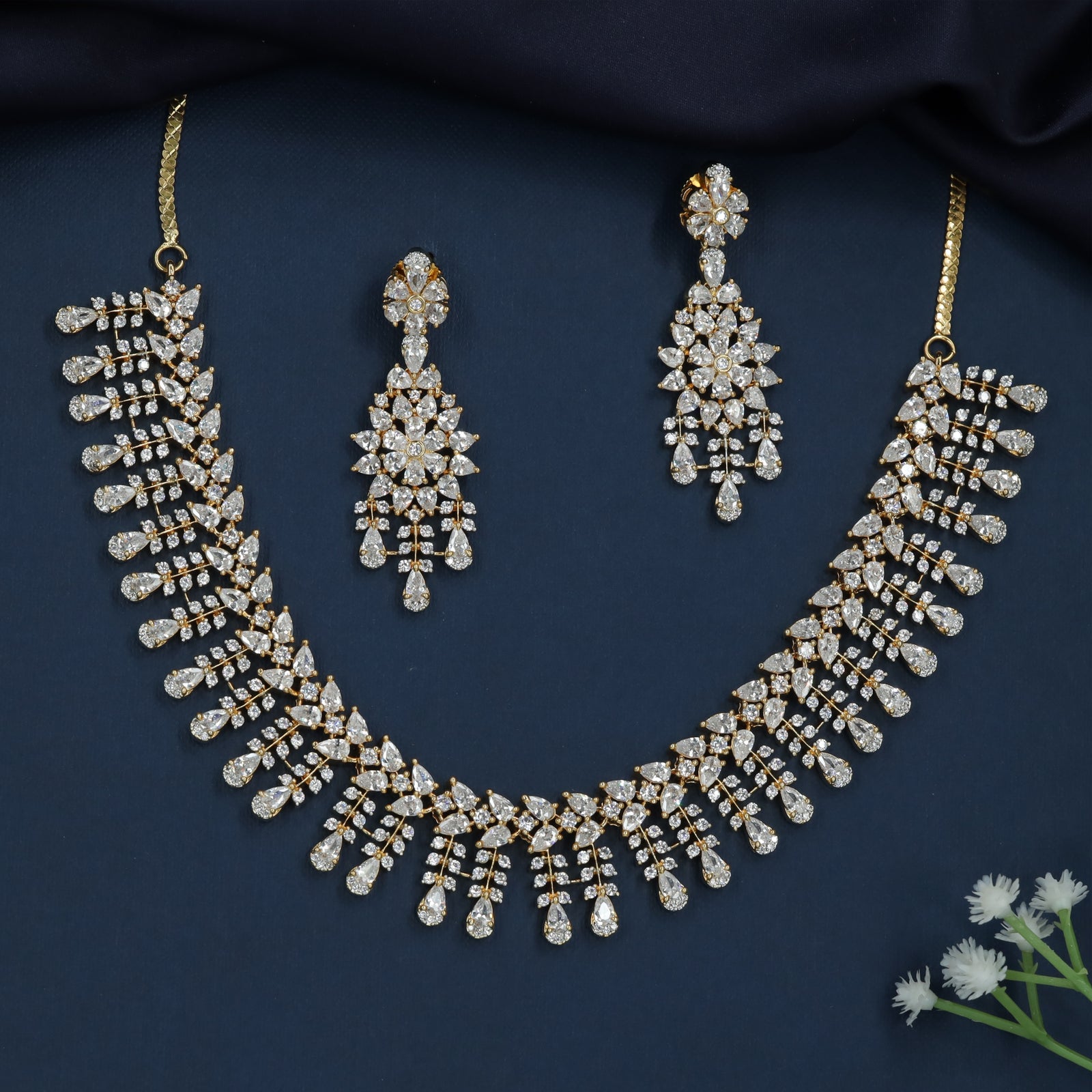 Luxe Bloom GJ Necklace with Hanging Drop Layout