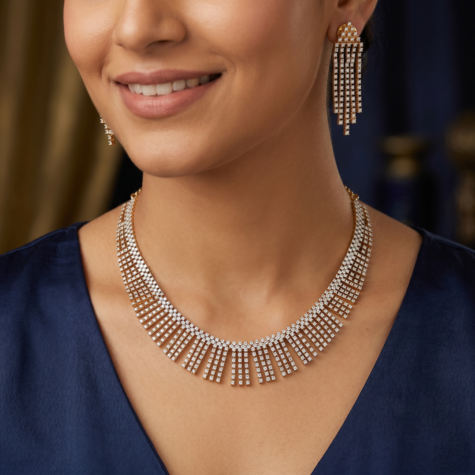 Luxury Fringe Gj Necklace with Broad Fan Fall Layout