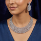 Grand Twin Border Rhodium Necklace with Decorative Curve Detailing