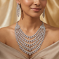 Celestial Swing Border Rhodium Necklace with Decorative Drape Detailing