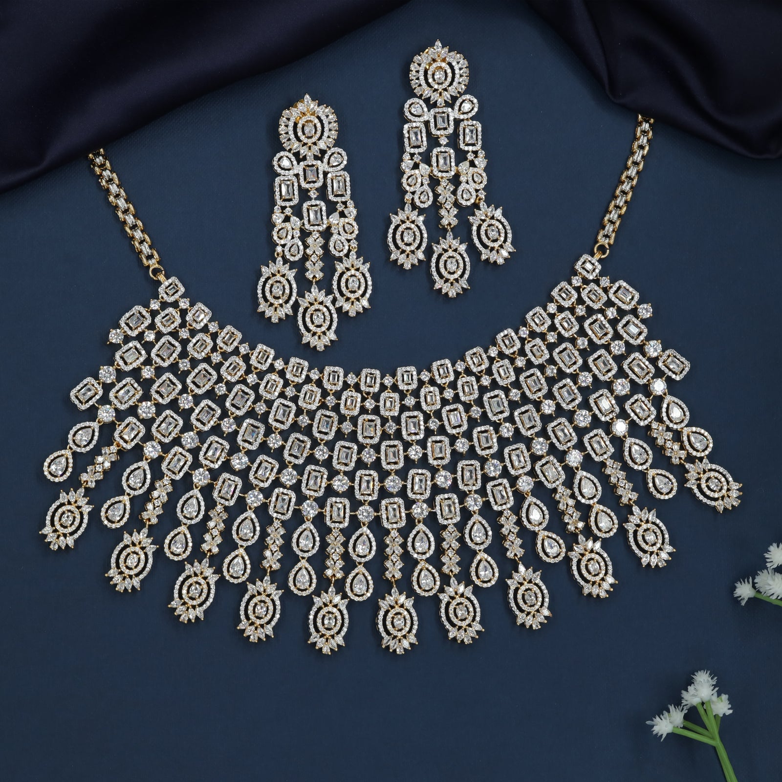 Marquise Panel Flow GJ Choker with Decorative Drop Alignment