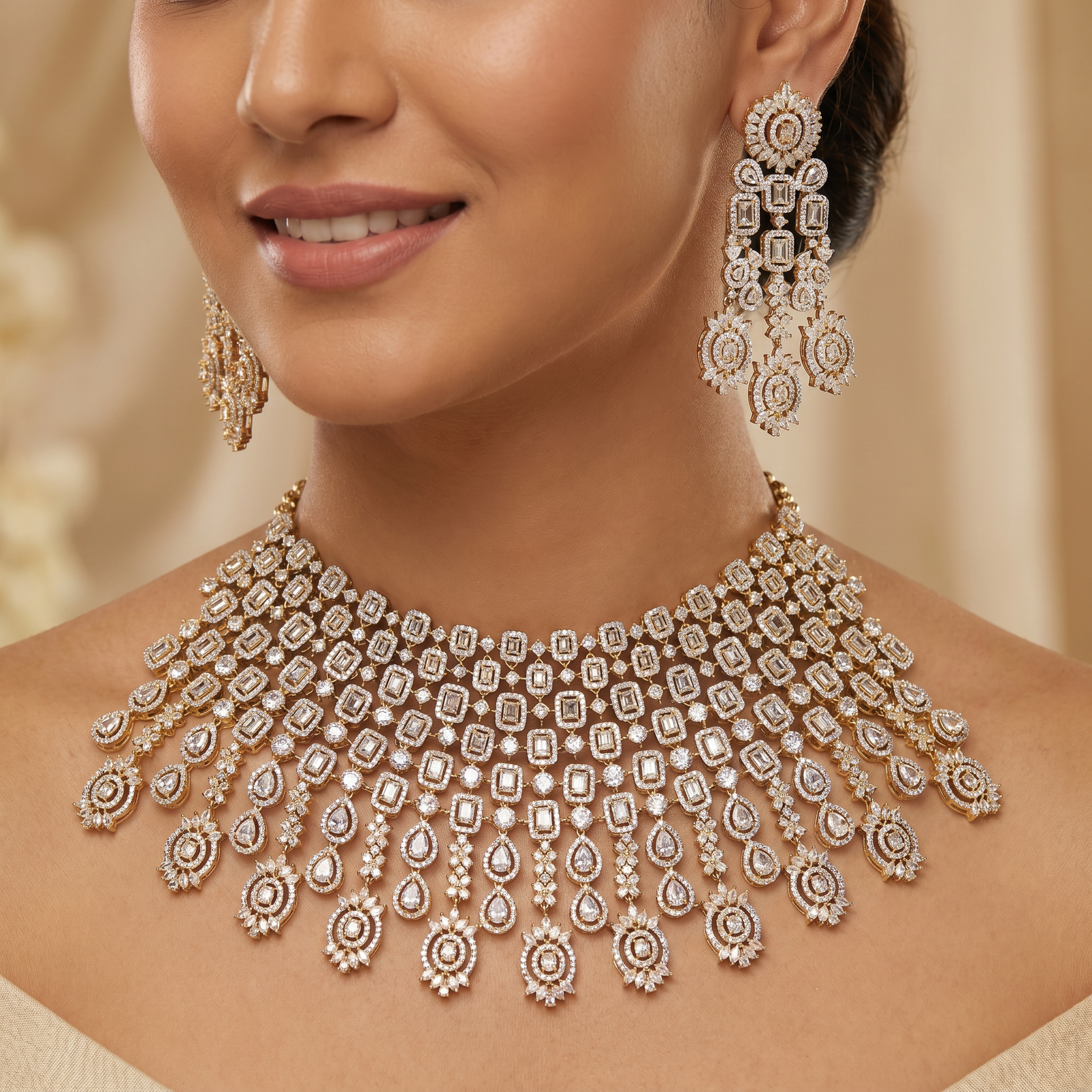 Marquise Panel Flow GJ Choker with Decorative Drop Alignment