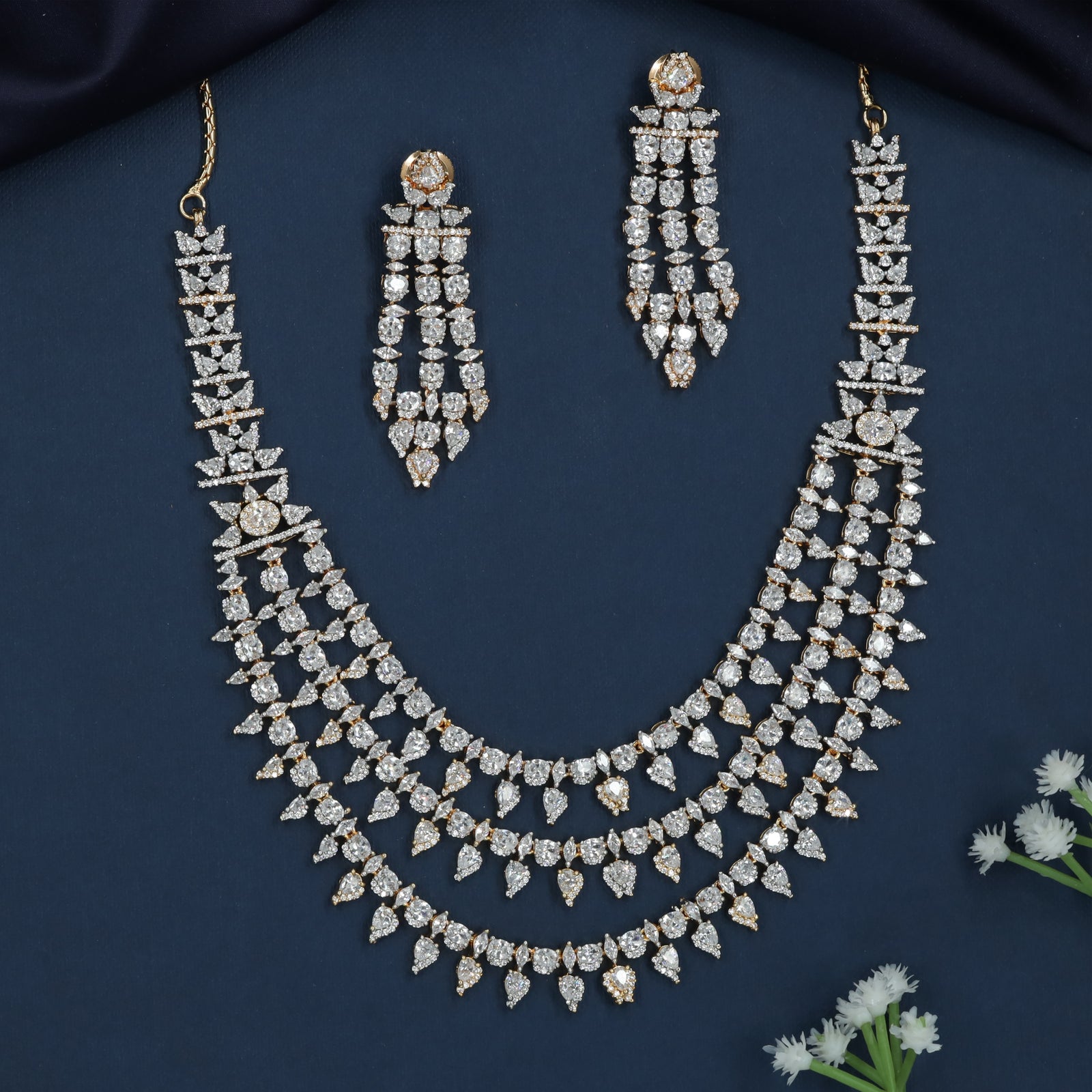Radiant Fringe Sweep GJ Necklace with Decorative Hanging Rows
