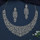 Structured Scroll Garland Rhodium Necklace with Curved Floral Spread
