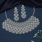 Decorative Square Frame Rhodium Choker with Floral Spread Styling