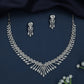 Decorative Bow Layout Rhodium Necklace with Tapered Hanging Styling