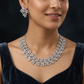 Intricate Leaf Arrangement Rhodium Necklace with Open Vine Detailing