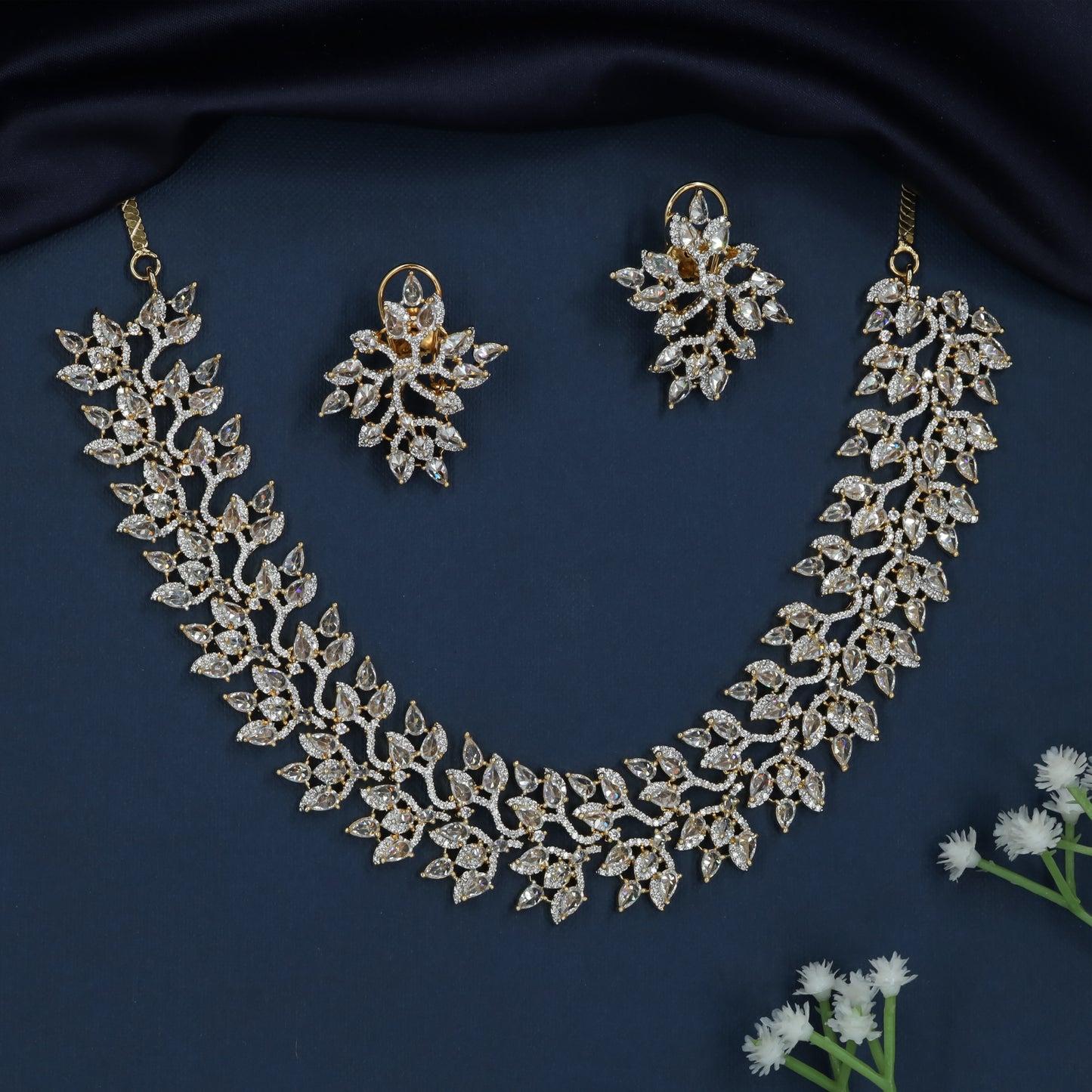 Grand Floral Garland Necklace with Layered Marquise Detailing