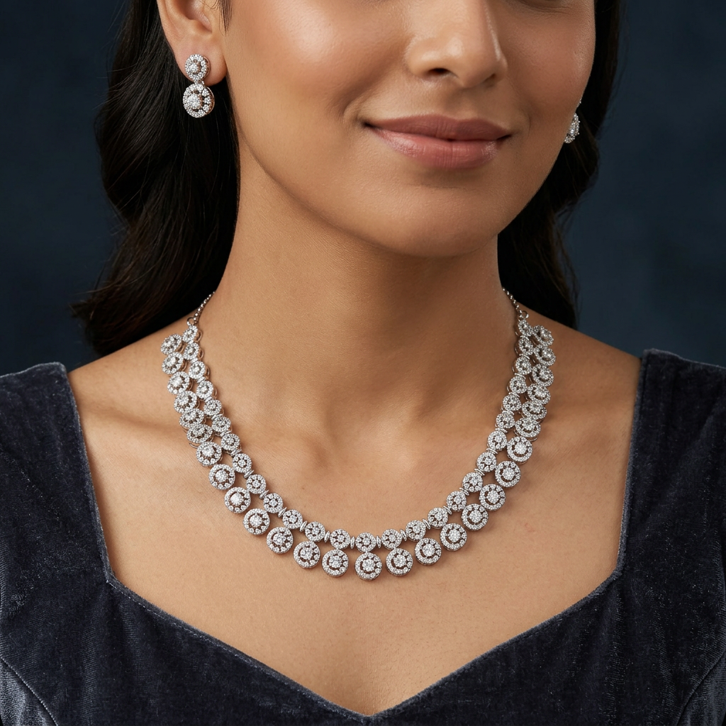 Grand Circular Border Necklace with Graduated Disc Styling