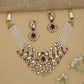 Decorative Peacock Curve Kundan Necklace with Centre Pendant Layout