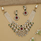 Decorative Peacock Curve Kundan Necklace with Centre Pendant Layout