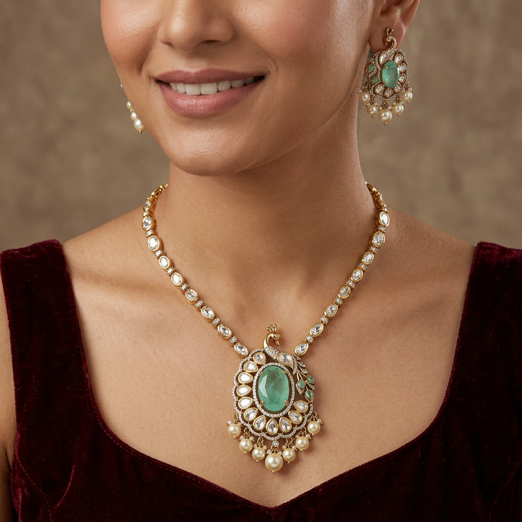 Grand Oval Border Necklace with Decorative Centre Formation
