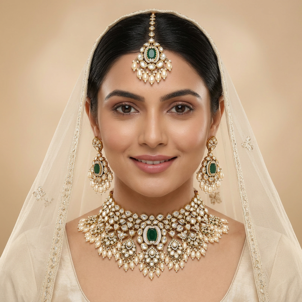 Traditional Kundan Choker with Ornate Border Placement