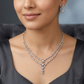 Extended Twin Strand Necklace with Decorative Geometric Alignment