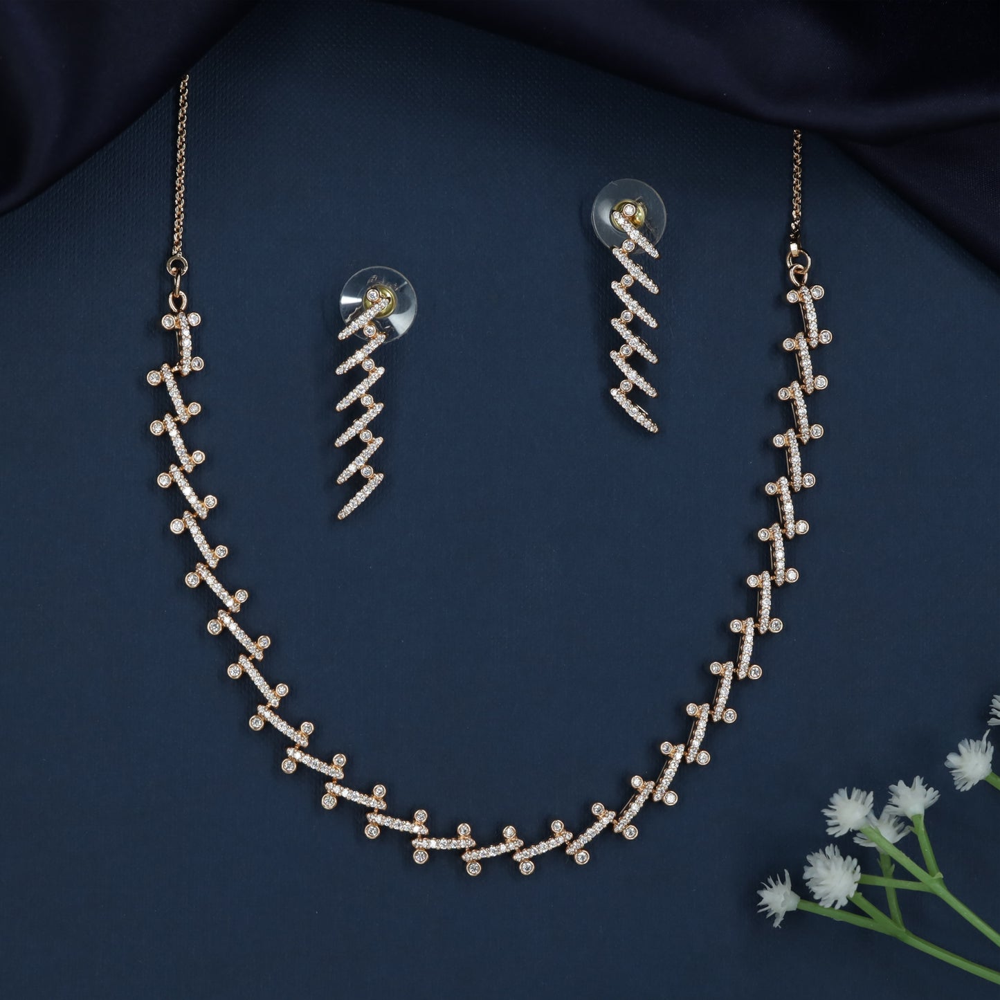 Branch Line Necklace with Zigzag Drop Styling