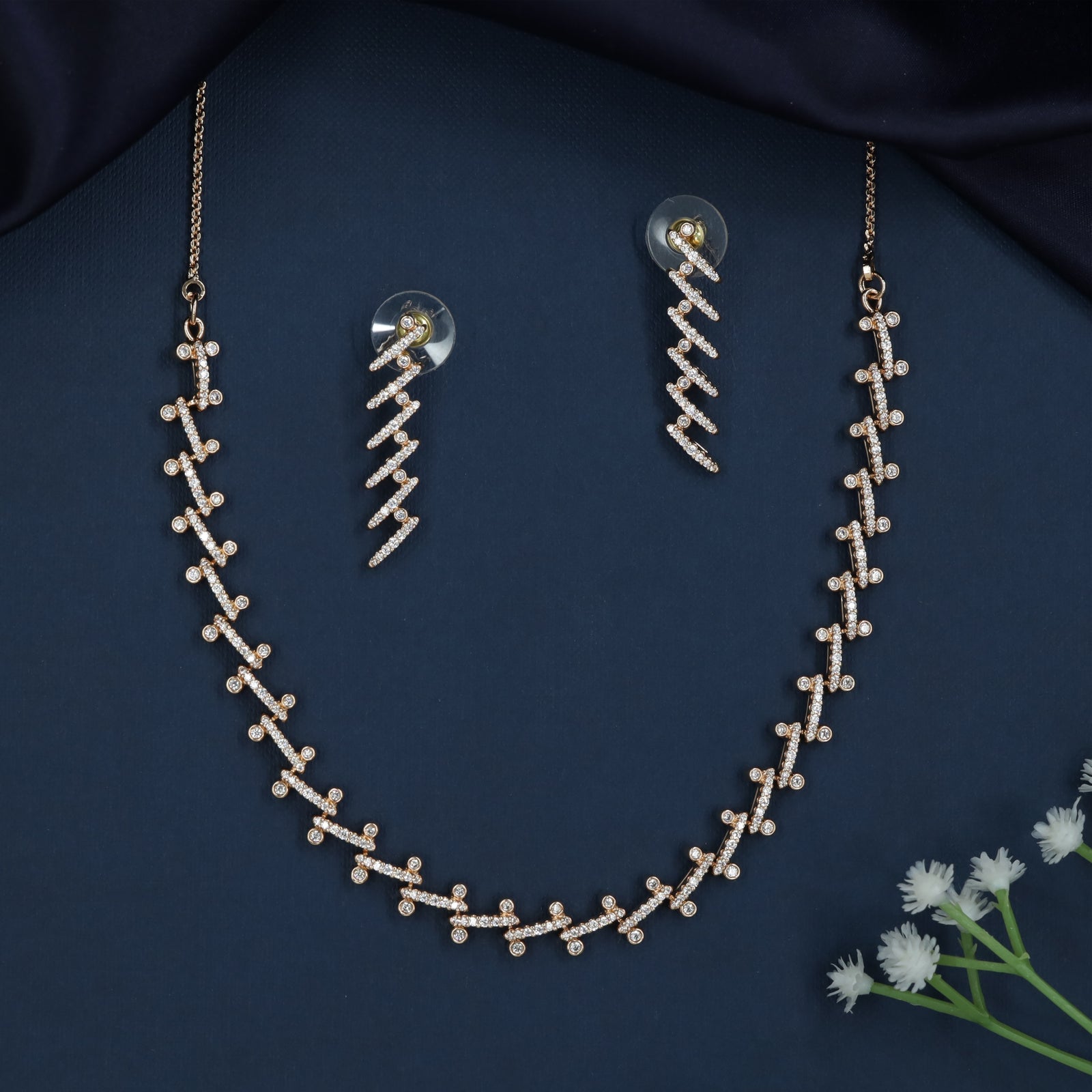 Branch Line Necklace with Zigzag Drop Styling