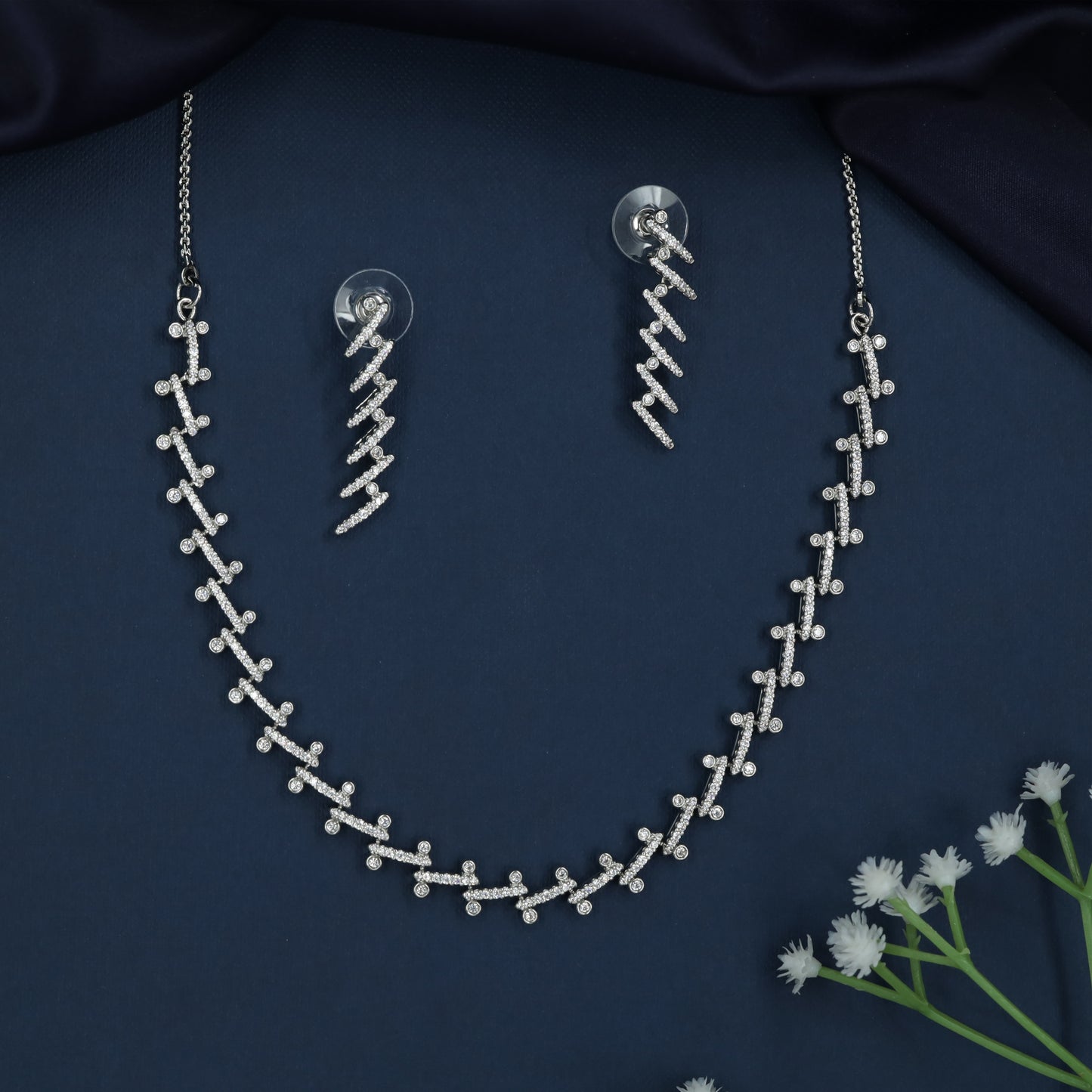Branch Line Necklace with Zigzag Drop Styling