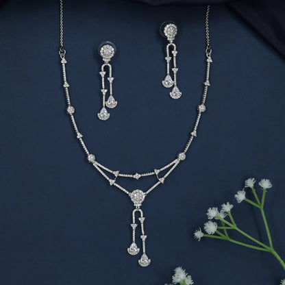 Intricate Linear Garland Necklace with Dangling Pendant Detailing