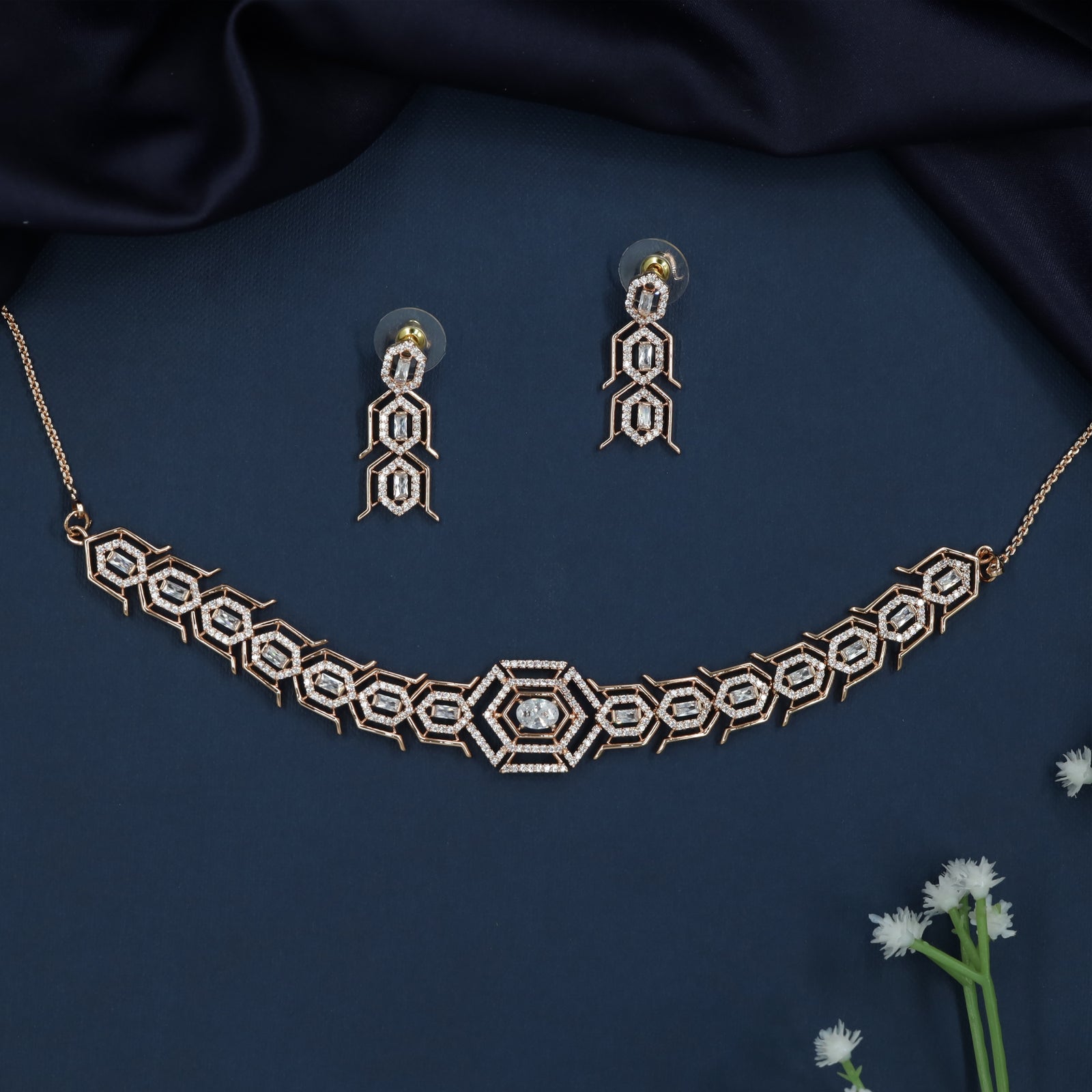 Celestial Hexagon Choker with Symmetrical Border Work