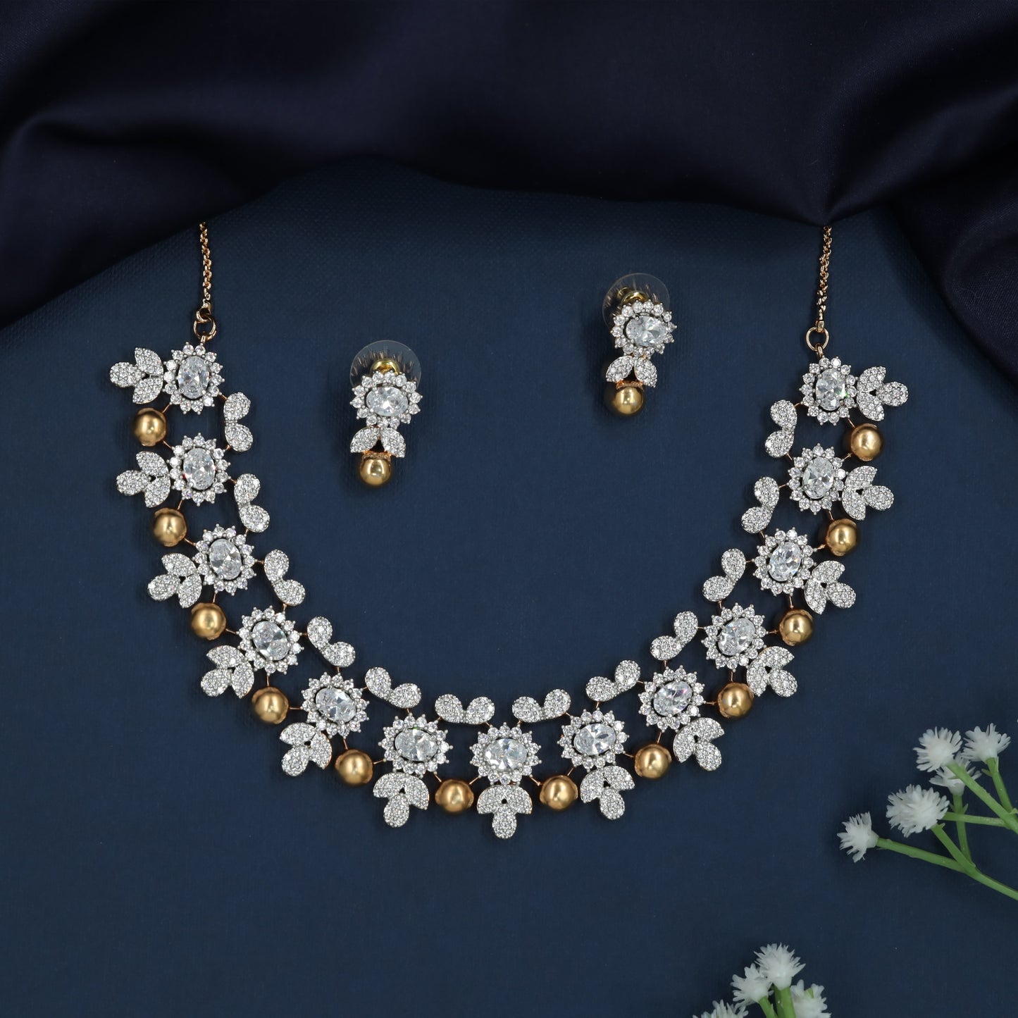 Regal Daisy Necklace with Pearl Drop Accent Styling