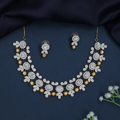 Regal Daisy Necklace with Pearl Drop Accent Styling