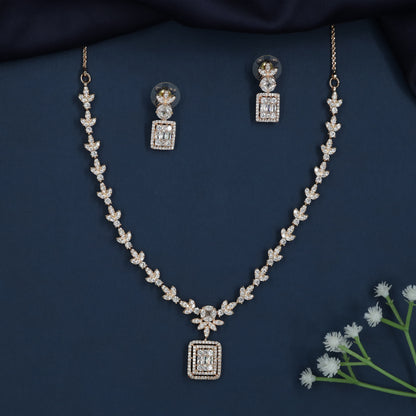Grand Floral Necklace with Square Pendant Styling