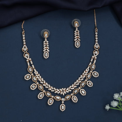 Luxury Dual Chain Necklace with Floral Surface Styling