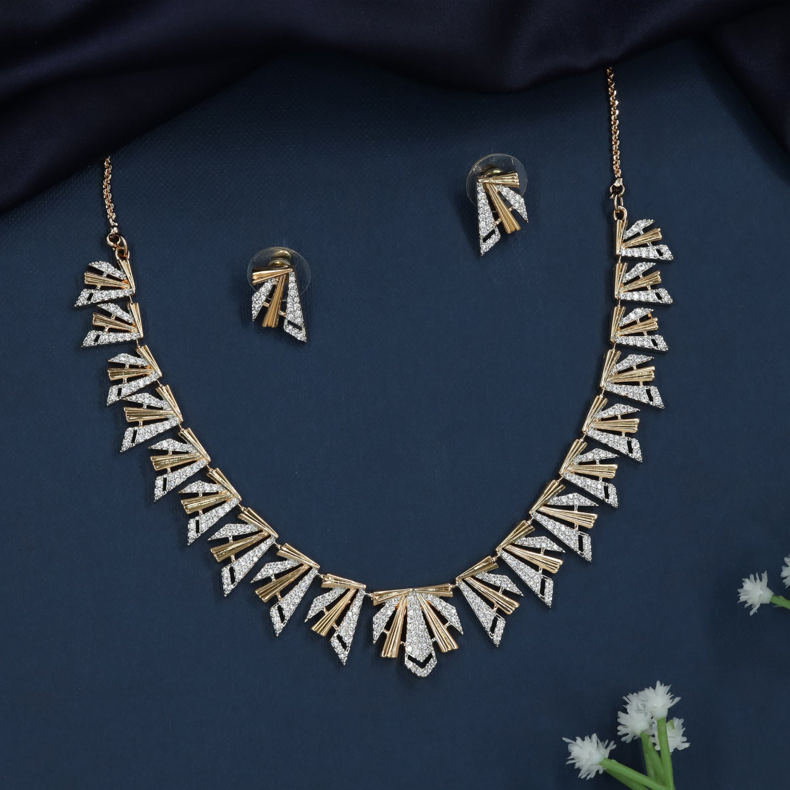 Royal Geometric Necklace with Angular Border Work