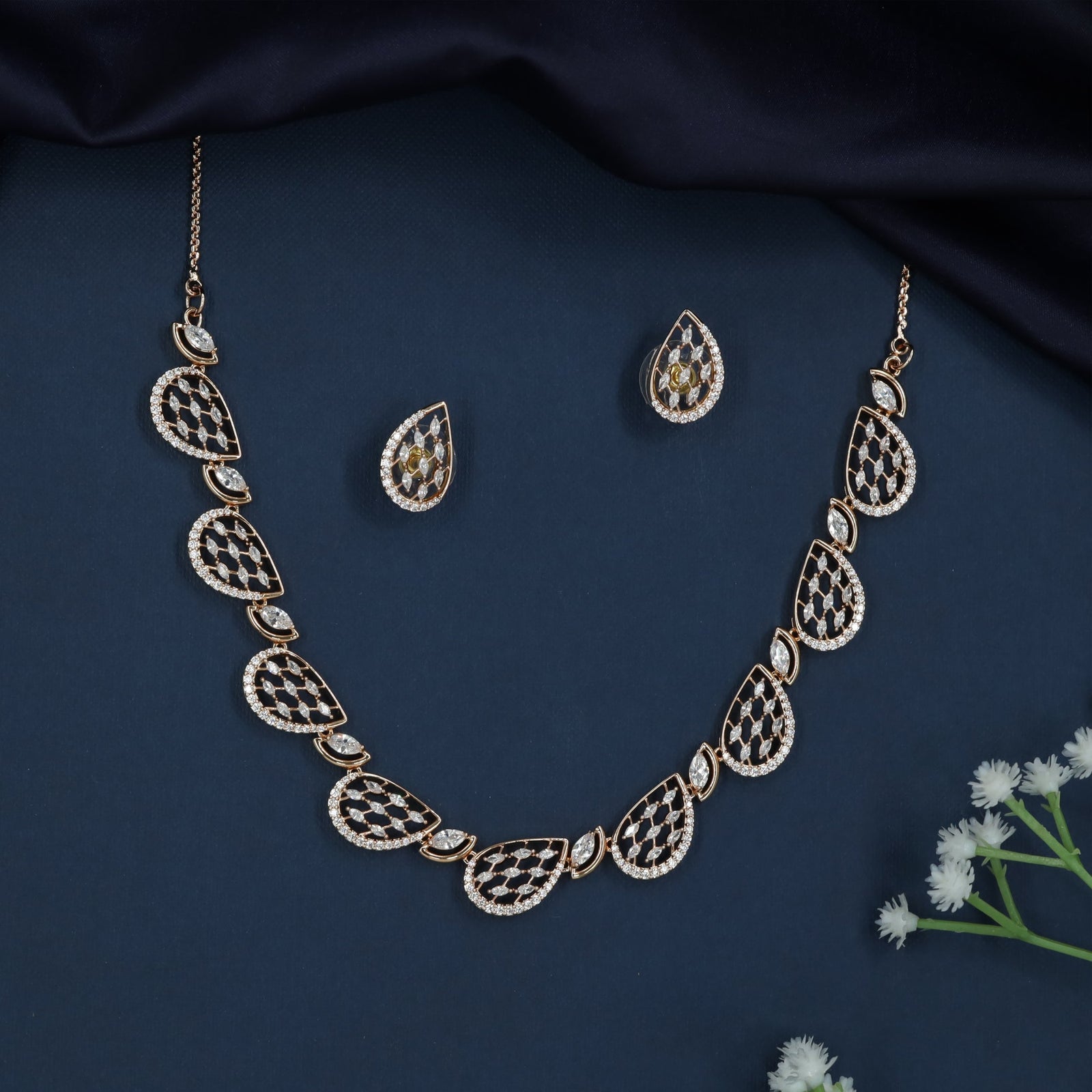 Grand Marquise Garland GJ Necklace with Lattice Arrangement