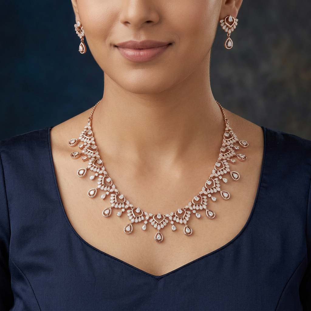 Traditional Drop Border Necklace with Decorative Fringe Styling