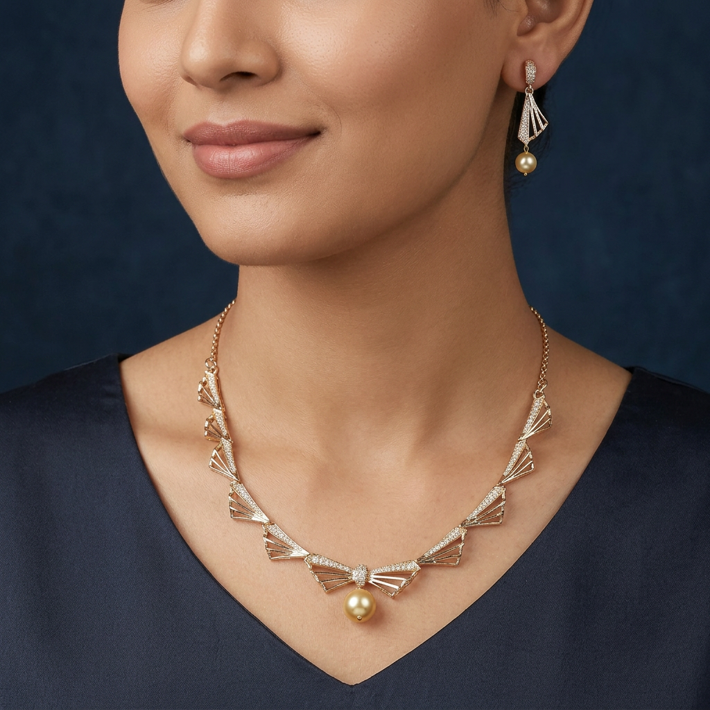 Premium Wing Garland GJ Necklace with Decorative Border Styling