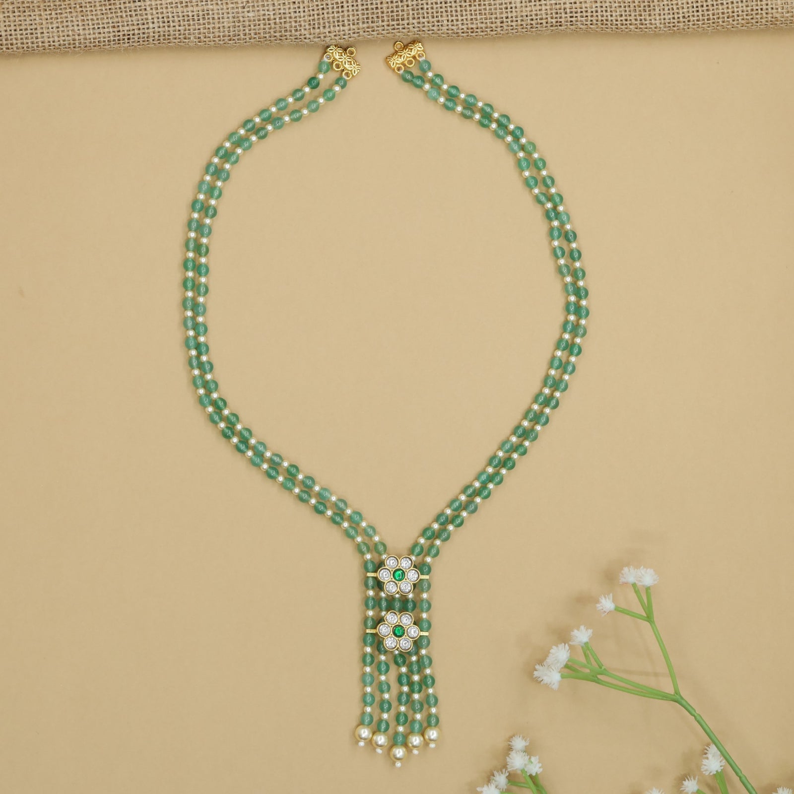 Royal Pearl Jadau Mala with Hanging Tassel Styling