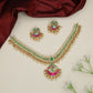 Grand Peacock Jadau Necklace with Hanging Pearl Drops