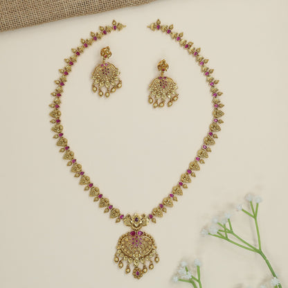 Floral Border Antique Long Haara with Hanging Charms and Pendant Frame