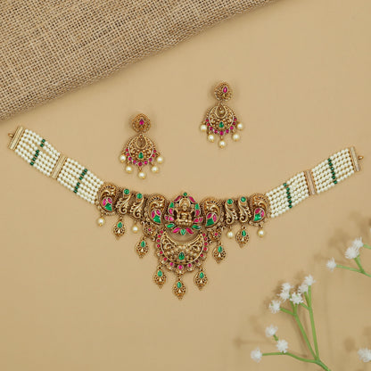 Archline Antique Choker with Pearl Multi-Strand Border Detailing