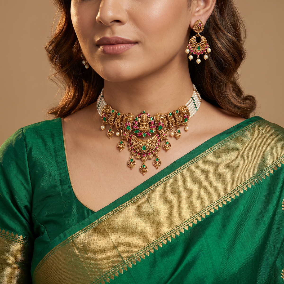 Archline Antique Choker with Pearl Multi-Strand Border Detailing