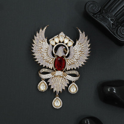 Grand Phoenix Victorian Brooch with Hanging Drop Accents